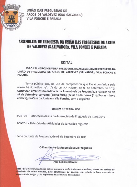 ASSEMBLEIA DE FREGUESIA